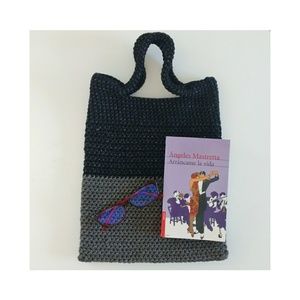 Crochet Grey and Black Handbag